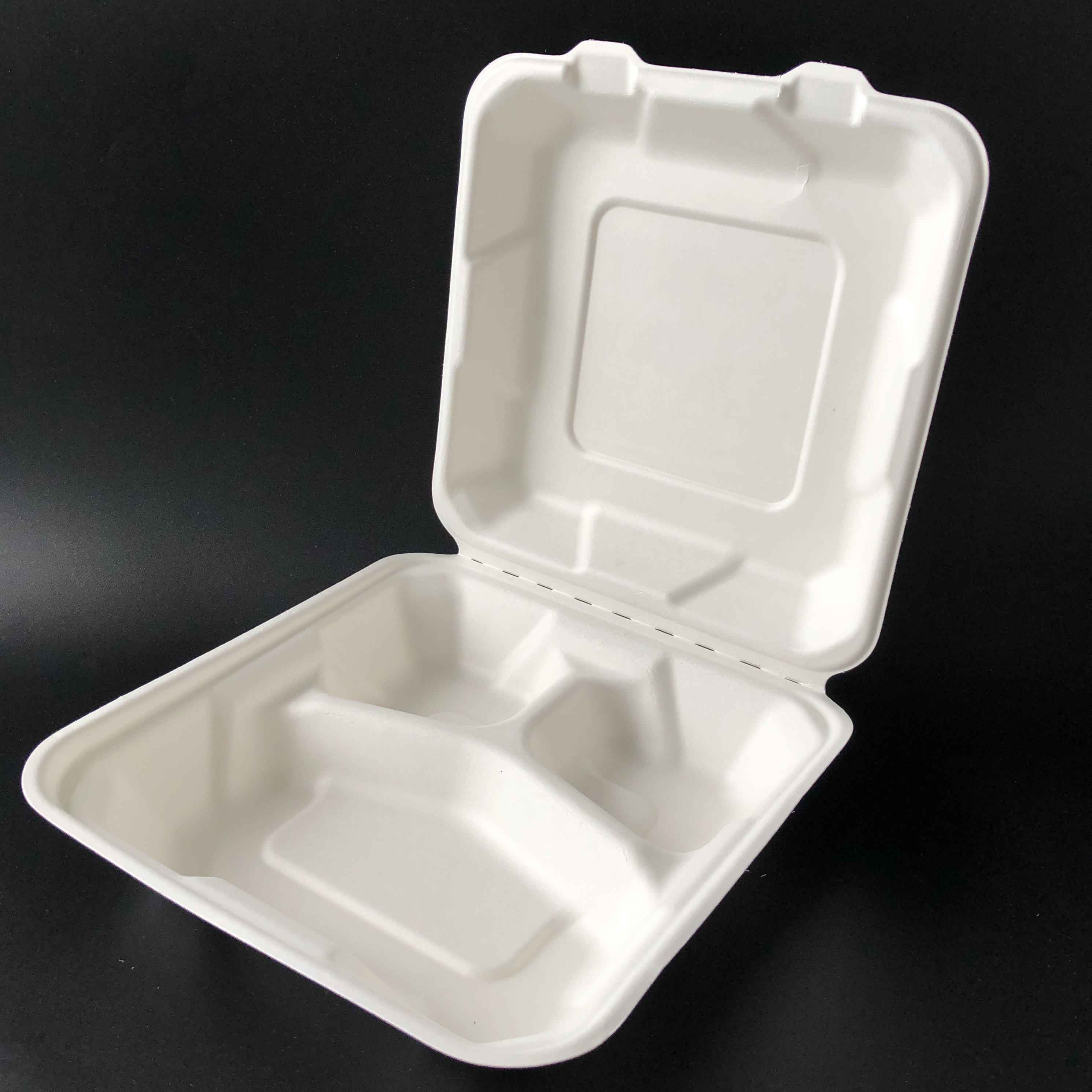caja plegable biodegradable de 3 compartimentos