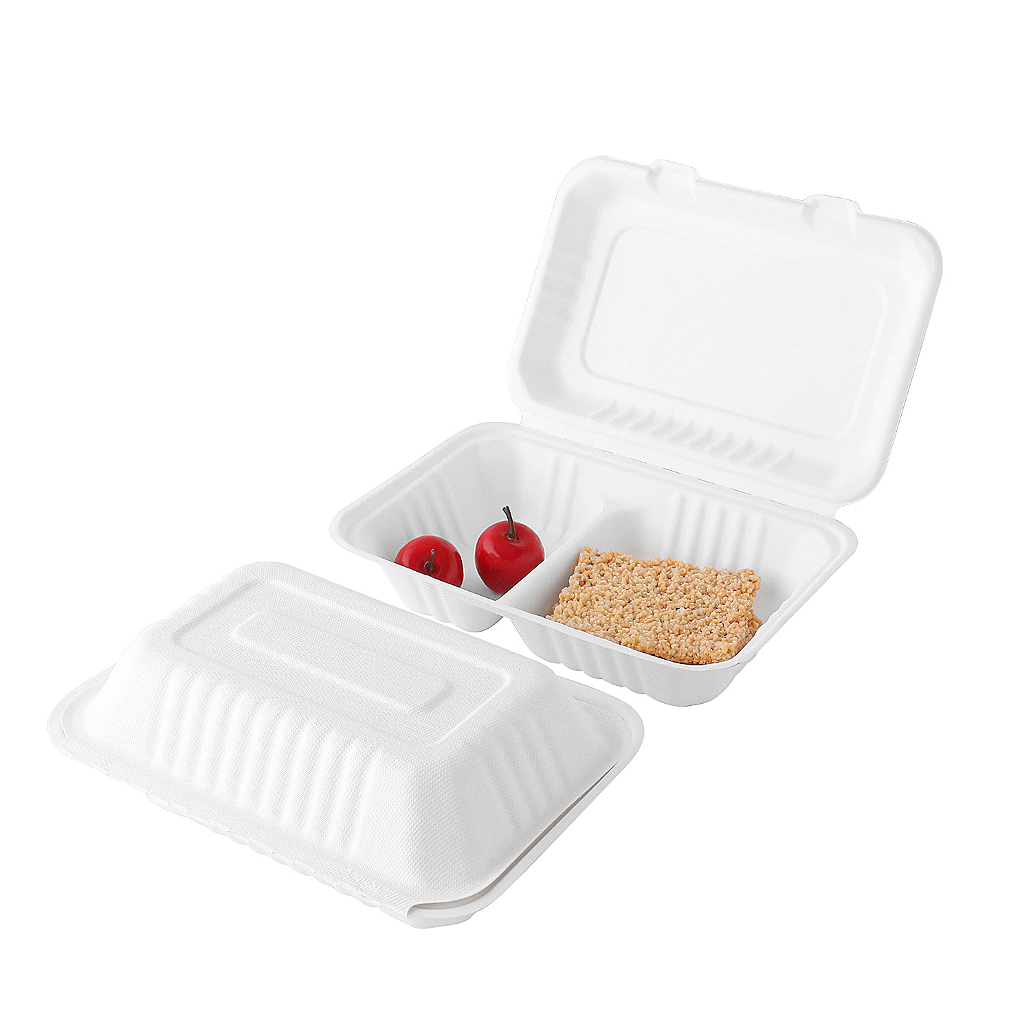 Bento desechable de 2 compartimentos para llevar