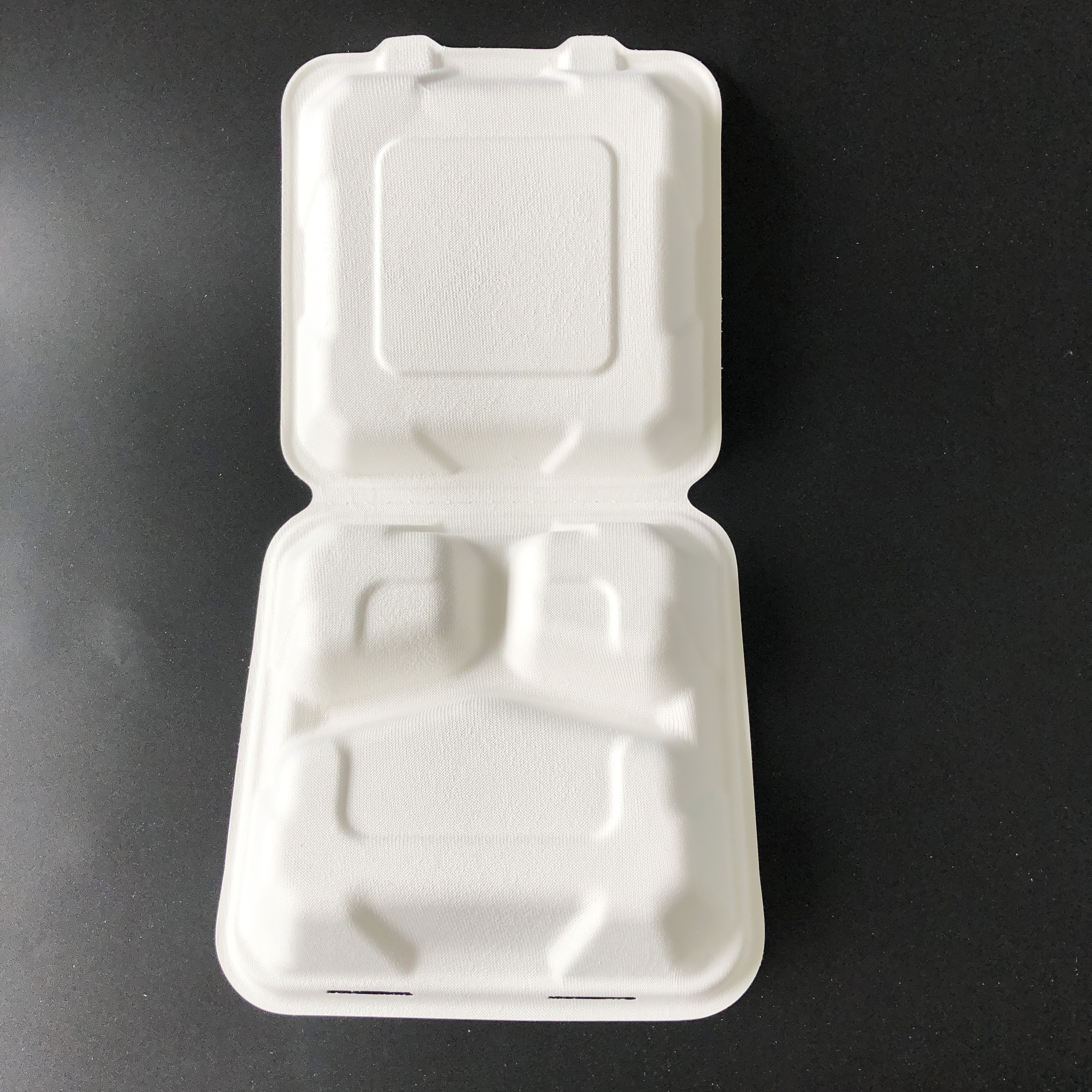 Caja plegable de caña de azúcar personalizada con 3 compartimentos