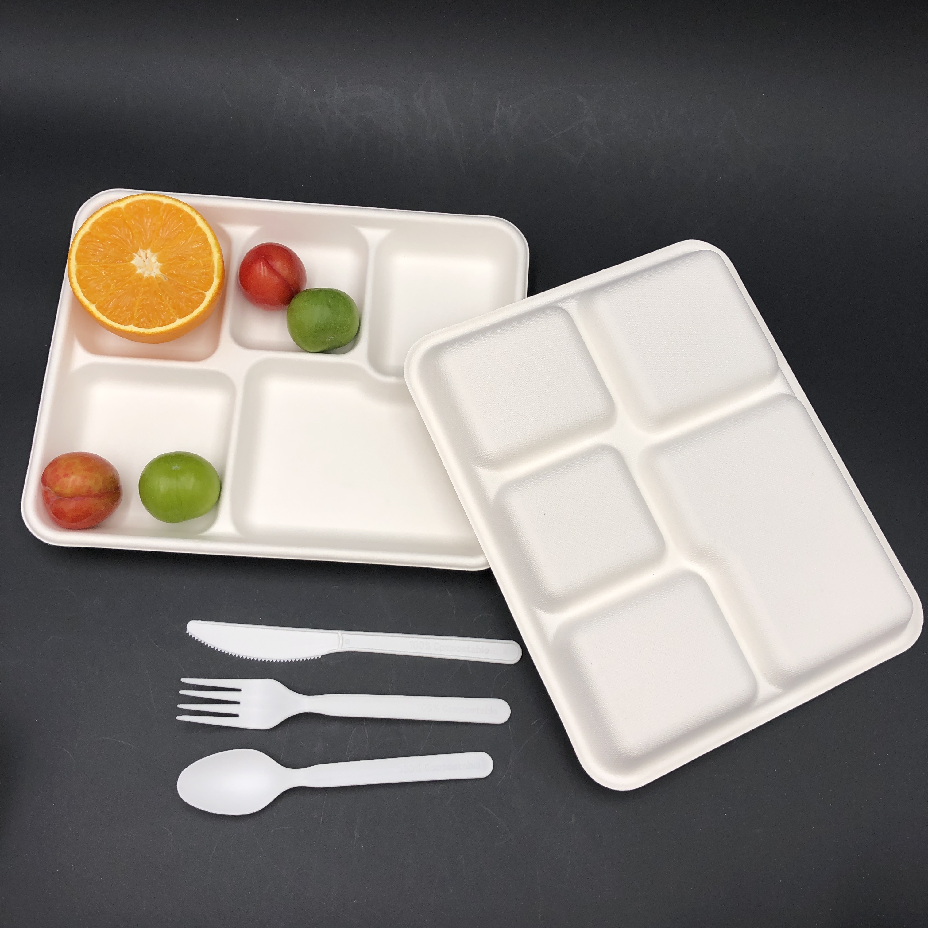 Bandeja de 5 compartimentos 100% biodegradable
