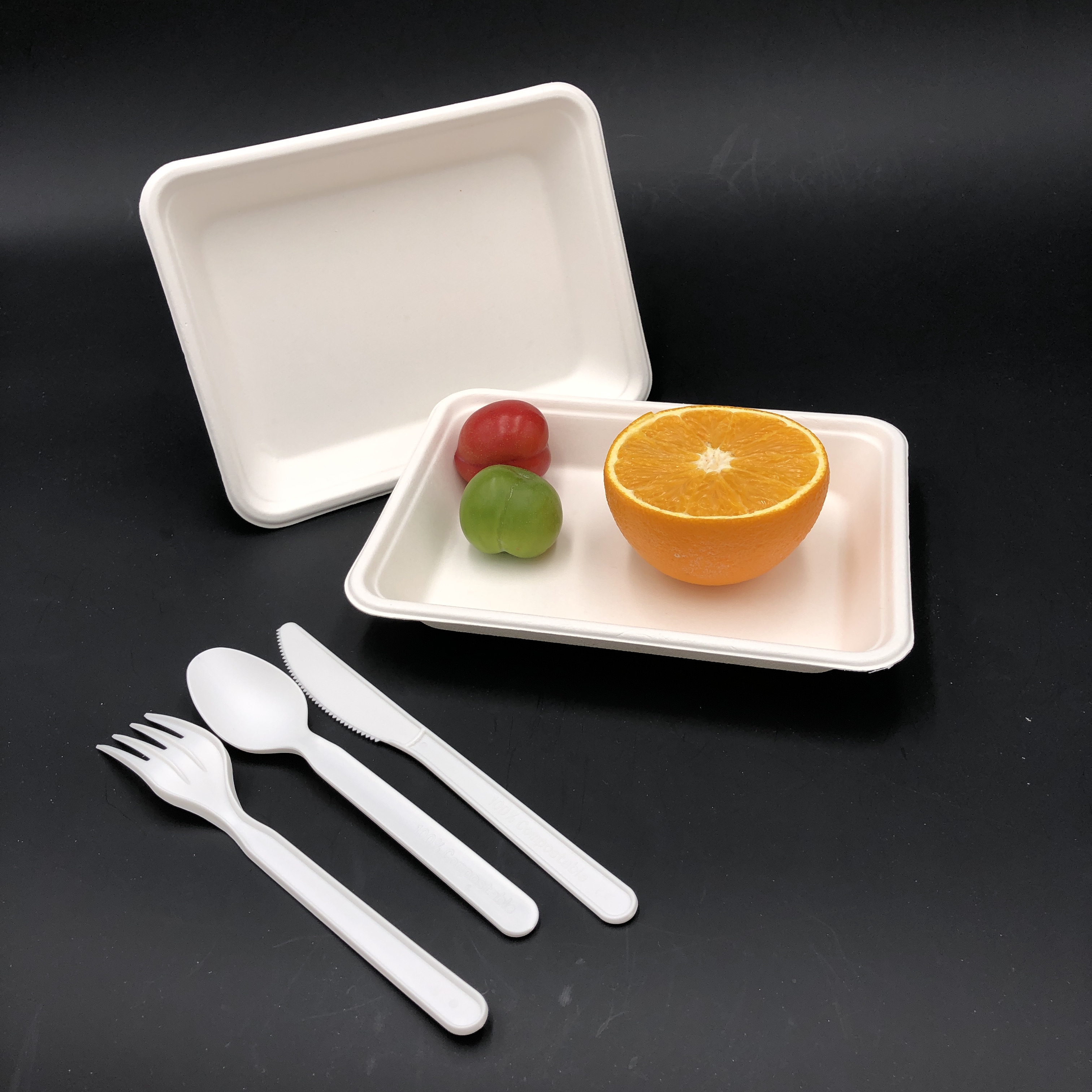 Bandeja de bagazo reutilizable para alimentos