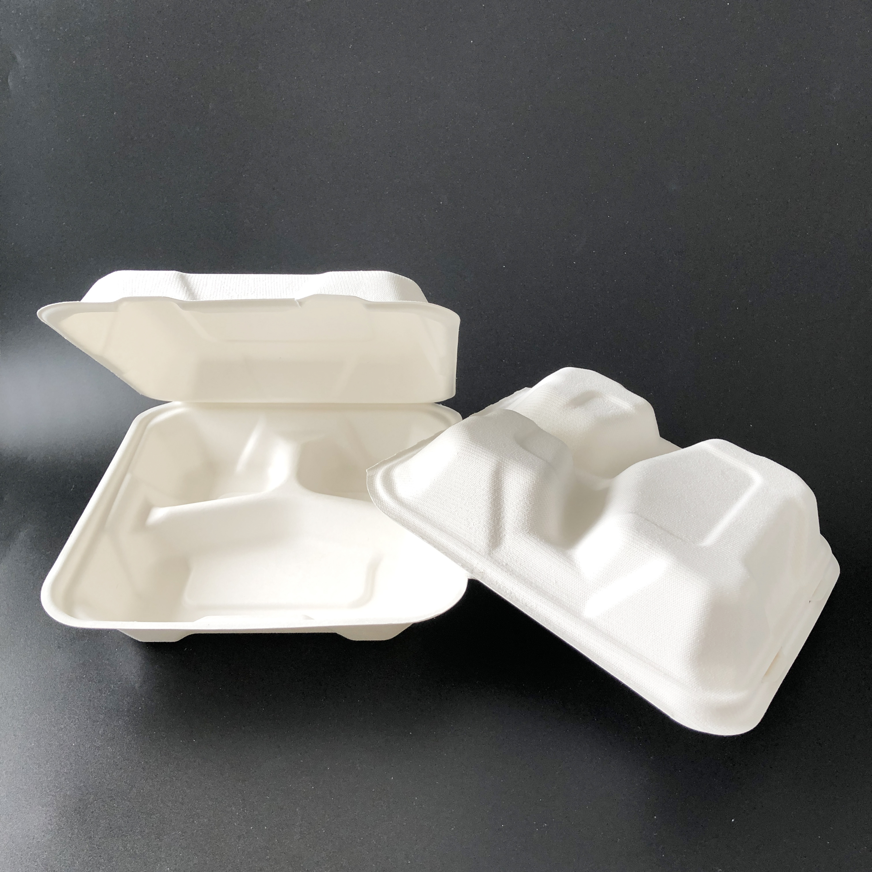 Caja plegable desechable de 3 compartimentos para microondas