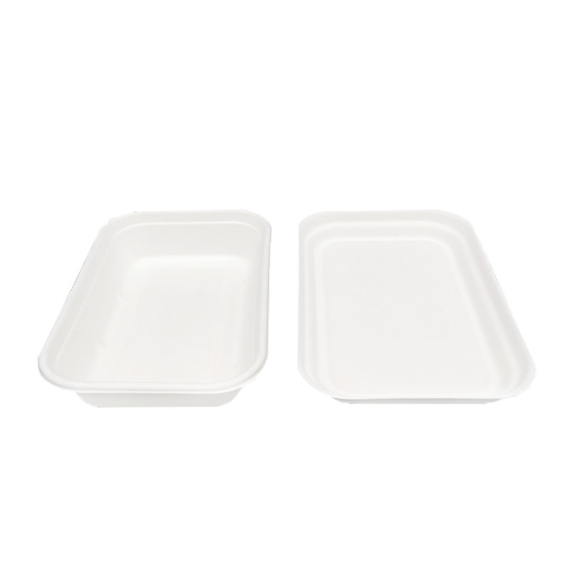 Caja rectangular compostable de pulpa de caña de azúcar de 750 ml con tapa