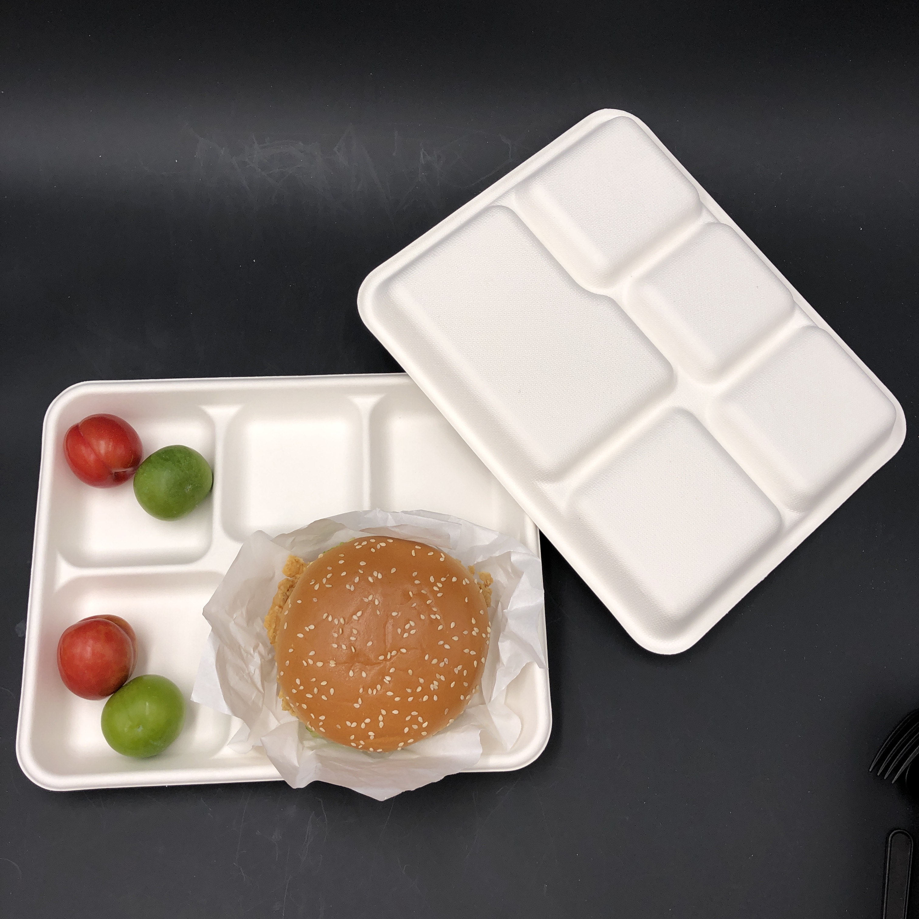 Bandeja de bagazo reutilizable de 5 compartimentos